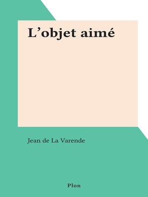 cover image of L'objet aimé